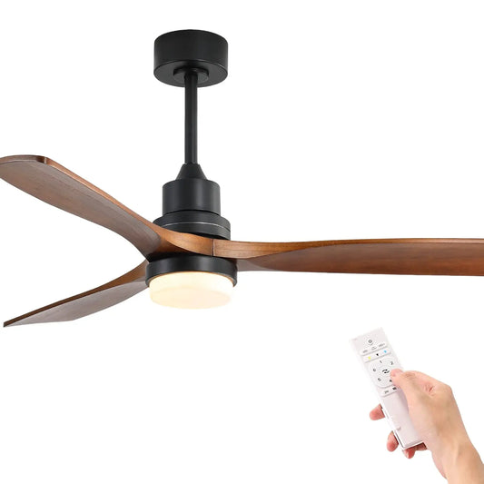 52" Ceiling Fan with Light, Remote Control, Indoor Flush Mount Wood Modern Ceiling Fan for Bedroom, Dining Room, Patio, Office